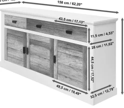 Jahnke Sideboard »HAMPTON SB 160« 1 Stk. tlg. Sideboard, Landhausstil, 3 Schubladen und 3 Türen, Breite ca. 160 cm