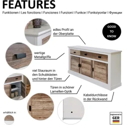 Jahnke Sideboard »HAMPTON SB 160« 1 Stk. tlg. Sideboard, Landhausstil, 3 Schubladen und 3 Türen, Breite ca. 160 cm