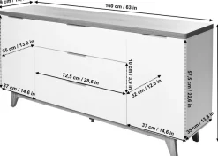 Jahnke Sideboard »LIBRE SB 160« Sideboard,Skandi,2 Türen + 3 Schubladen,Aluminiumgriffe,Breite 160 cm