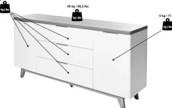Jahnke Sideboard »LIBRE SB 160« Sideboard,Skandi,2 Türen + 3 Schubladen,Aluminiumgriffe,Breite 160 cm