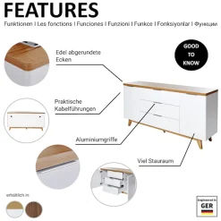 Jahnke Sideboard »LIBRE SB 160« Sideboard,Skandi,2 Türen + 3 Schubladen,Aluminiumgriffe,Breite 160 cm