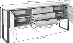 Jahnke Sideboard »LOOP SB 180« Sideboard,2 Türen + 3 Schubladen, Metallrahmen, Breite 180 cm