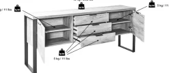 Jahnke Sideboard »LOOP SB 180« Sideboard,2 Türen + 3 Schubladen, Metallrahmen, Breite 180 cm