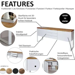 Jahnke Sideboard »LOOP SB 180« Sideboard,2 Türen + 3 Schubladen, Metallrahmen, Breite 180 cm