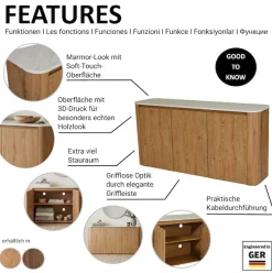 Jahnke Sideboard »TRESOR SB 150« Sideboard, Marmor Look, grifflose Optik, 3 Türen, Breite:150 cm