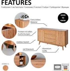 Jahnke Sideboard »WAVE SB 150« 1 Stk. tlg. Sideboard, Retro-Stil, Front in Wellendesign, Breite ca. 150 cm