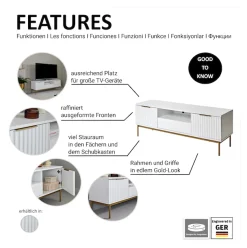 Jahnke TV-Board »CARVE TV 140« 1 Stk. tlg. Edle Gold-Applikationen, Fronten in Wellendesign, 140 cm