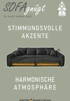 Jockenhöfer Gruppe Big-Sofa »Lumina, XXL, B: 294 cm, mit LED-RGB-Beleuchtung, Liegefläche 120x240cm« Mega-Sofa, inklusive Federkernpolsterung und 10 Kissen