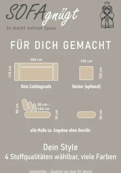 Jockenhöfer Gruppe Big-Sofa »Moldau, B. 306 cm, mit Federkernpolsterung, Liegefläche 120x240 cm« Mega-Sofa im XXL-Format, Federkern, 12 Kissen