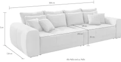 Jockenhöfer Gruppe Big-Sofa »Moldau, B. 306 cm, mit Federkernpolsterung, Liegefläche 120x240 cm« Mega-Sofa im XXL-Format, Federkern, 12 Kissen