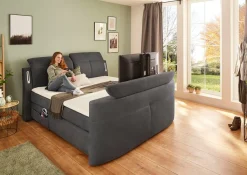 Jockenhöfer Gruppe Boxspringbett »MOVIESTAR, mit Taschenfederkernmatratze H3-H4, inkl. LED-Beleuchtung« wahlweise Strukturstoff-Bezug oder Microfaser-Bezug, 180x200cm