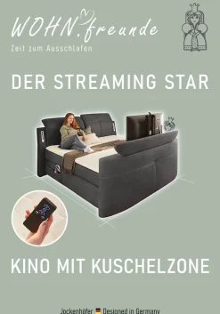 Jockenhöfer Gruppe Boxspringbett »MOVIESTAR, mit Taschenfederkernmatratze H3-H4, inkl. LED-Beleuchtung« wahlweise Strukturstoff-Bezug oder Microfaser-Bezug, 180x200cm