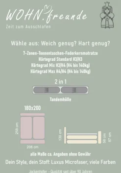 Jockenhöfer Gruppe Boxspringbett »MOVIESTAR, mit Taschenfederkernmatratze H3-H4, inkl. LED-Beleuchtung« wahlweise Strukturstoff-Bezug oder Microfaser-Bezug, 180x200cm