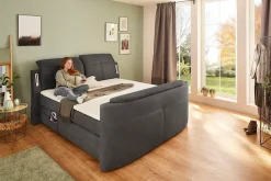 Jockenhöfer Gruppe Boxspringbett »MOVIESTAR, mit Taschenfederkernmatratze H3-H4, inkl. LED-Beleuchtung« wahlweise Strukturstoff-Bezug oder Microfaser-Bezug, 180x200cm
