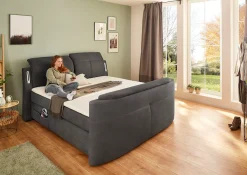 Jockenhöfer Gruppe Boxspringbett »MOVIESTAR, mit Taschenfederkernmatratze H3-H4, inkl. LED-Beleuchtung« wahlweise Strukturstoff-Bezug oder Microfaser-Bezug, 180x200cm