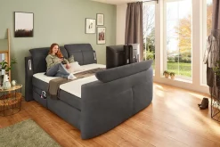 Jockenhöfer Gruppe Boxspringbett »MOVIESTAR, mit Taschenfederkernmatratze H3-H4, inkl. LED-Beleuchtung« wahlweise Strukturstoff-Bezug oder Microfaser-Bezug, 180x200cm