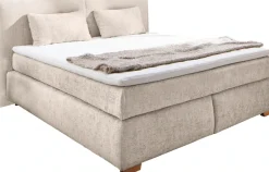 Jockenhöfer Gruppe Boxspringbett »Valentina in der Breite 180cm, beige, extra dickes Kopfteil mit Keder« 7-Zonen-TTFK-Matratzen, Visco-Topper, verschiedene Härtegrade wählbar