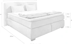 Jockenhöfer Gruppe Boxspringbett »Valentina in der Breite 180cm, beige, extra dickes Kopfteil mit Keder« 7-Zonen-TTFK-Matratzen, Visco-Topper, verschiedene Härtegrade wählbar