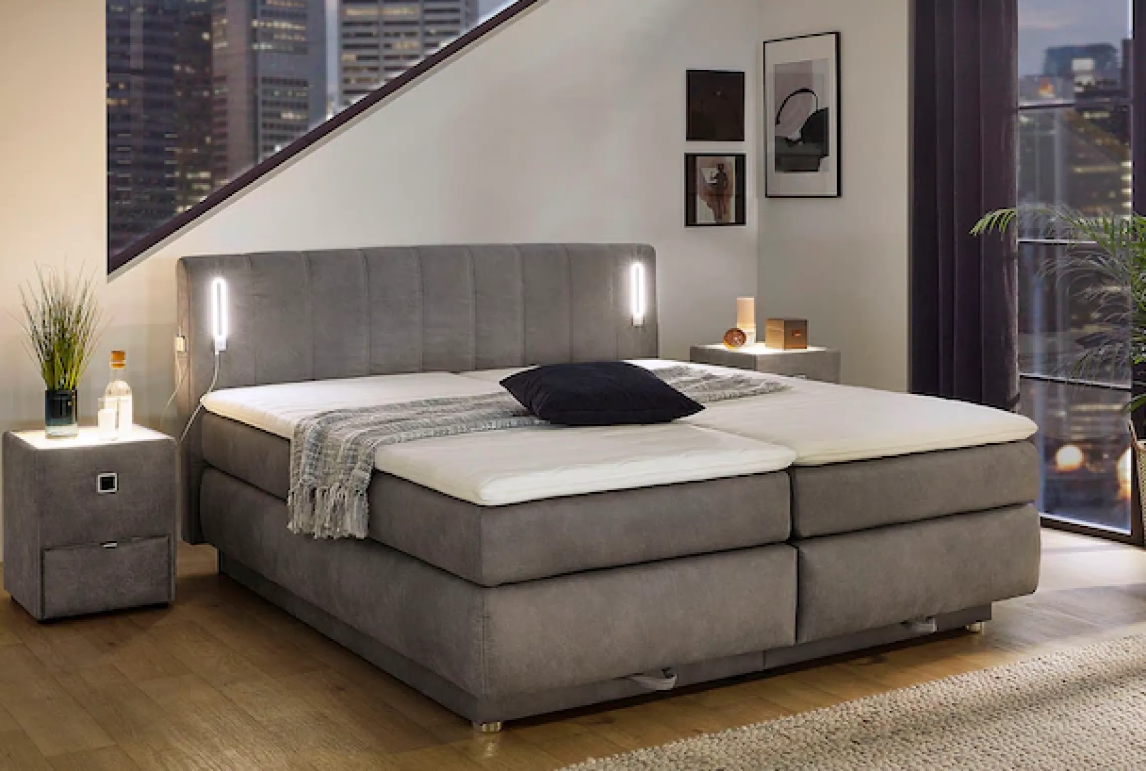 Jockenhöfer Gruppe Boxspringbett »Kati erhältlich in der Größe 180x200cm« mit Topper, Bettkasten und höhenvariablen Kopfteil (96 cm - 108 cm)