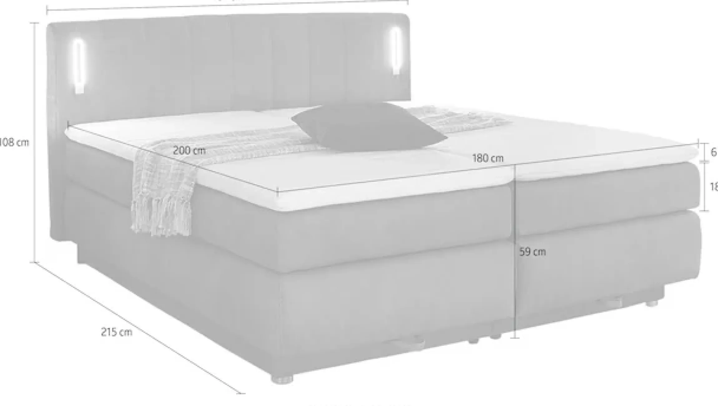Jockenhöfer Gruppe Boxspringbett »Kati erhältlich in der Größe 180x200cm« mit Topper, Bettkasten und höhenvariablen Kopfteil (96 cm - 108 cm)