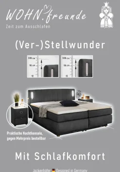 Jockenhöfer Gruppe Boxspringbett »Kati erhältlich in der Größe 180x200cm« mit Topper, Bettkasten und höhenvariablen Kopfteil (96 cm - 108 cm)