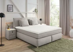 Jockenhöfer Gruppe Boxspringbett »CARLA, wahlweise mit Bettkasten, Inkl. Topper & 4 Kissen« wahlweise mit Chenille oder Webstoff bezogen, 160x200cm oder 180x200