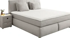 Jockenhöfer Gruppe Boxspringbett »CARLA, wahlweise mit Bettkasten, Inkl. Topper & 4 Kissen« wahlweise mit Chenille oder Webstoff bezogen, 160x200cm oder 180x200
