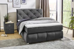Jockenhöfer Gruppe Boxspringbett »Bella erhältlich in 140 & 180cm Breite« mit Kaltschaum-Topper und Rauchglas-Steinen