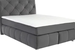 Jockenhöfer Gruppe Boxspringbett »Bella erhältlich in 140 & 180cm Breite« mit Kaltschaum-Topper und Rauchglas-Steinen