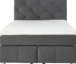 Jockenhöfer Gruppe Boxspringbett »Bella erhältlich in 140 & 180cm Breite« mit Kaltschaum-Topper und Rauchglas-Steinen