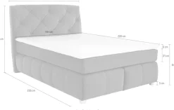 Jockenhöfer Gruppe Boxspringbett »Bella erhältlich in 140 & 180cm Breite« mit Kaltschaum-Topper und Rauchglas-Steinen