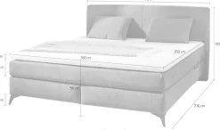 Jockenhöfer Gruppe Boxspringbett »KIRA, mit Taschenfederkernmatratze H3-H4 und Kaltschaum-Topper« inkl. LED-Beleuchtung & USB-Ladeports, Chenille Stoff, 160/180x200cm