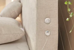 Jockenhöfer Gruppe Boxspringbett »KIRA, mit Taschenfederkernmatratze H3-H4 und Kaltschaum-Topper« inkl. LED-Beleuchtung & USB-Ladeports, Chenille Stoff, 160/180x200cm