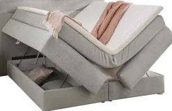 Jockenhöfer Gruppe Boxspringbett »Simone, inklusive großem Stauraum/Bettkasten« Bonell-Wendematratze H2/H3, Topper und 2 Kissen