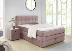 Jockenhöfer Gruppe Boxspringbett »AMY mit Bettkasten, inkl. Bonnell- oder Taschenfederkernmatratze H2-H4« mit 6 cm Kaltschaum-Topper, Samt-Bezug, 120x200 und 140x200 cm