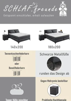 Jockenhöfer Gruppe Boxspringbett »Paulina, inkl. Topper und Kissen, Härtegrade wählbar« 140x200 cm oder 180x200cm