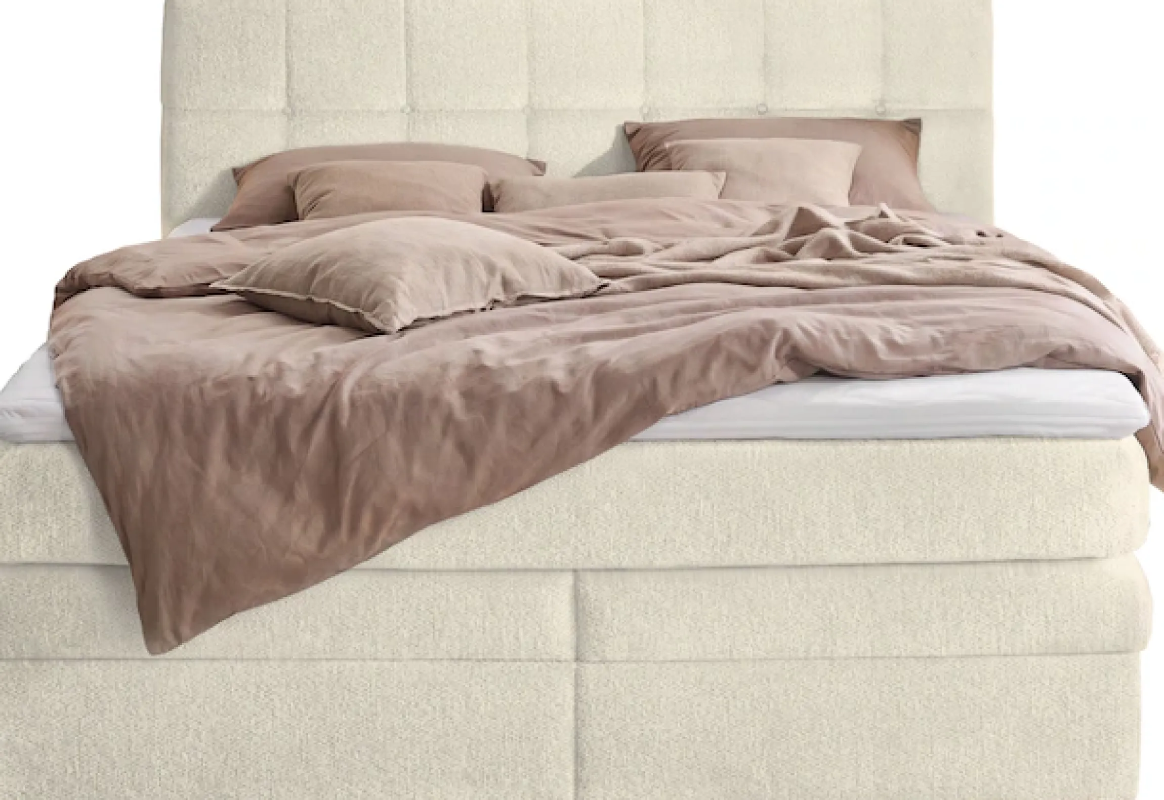 Jockenhöfer Gruppe Boxspringbett »AMY mit Bettkasten, inkl. Taschenfederkernmatratze Härtegrad H3-H4« mit 6 cm Kaltschaum-Topper, Chenille-Bezug, 180x200 und 200x200 cm