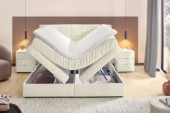 Jockenhöfer Gruppe Boxspringbett »AMY mit Bettkasten, inkl. Taschenfederkernmatratze Härtegrad H3-H4« mit 6 cm Kaltschaum-Topper, Chenille-Bezug, 180x200 und 200x200 cm