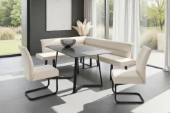 Jockenhöfer Gruppe Eckbankgruppe »Tisch, Bank und 2 Stühle, Taschenfederkern« Set, 4 tlg. Tisch (140x90cm) schwarz, Bank und Stühle anthrazit oder beige