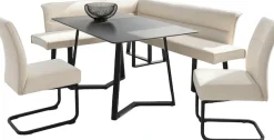 Jockenhöfer Gruppe Eckbankgruppe »Tisch, Bank und 2 Stühle, Taschenfederkern« Set, 4 tlg. Tisch (140x90cm) schwarz, Bank und Stühle anthrazit oder beige