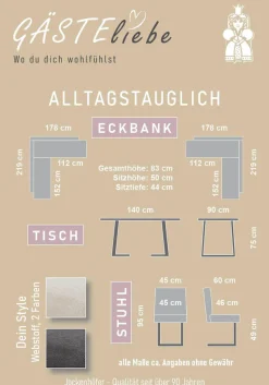 Jockenhöfer Gruppe Eckbankgruppe »Tisch, Bank und 2 Stühle, Taschenfederkern« Set, 4 tlg. Tisch (140x90cm) schwarz, Bank und Stühle anthrazit oder beige