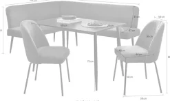 Jockenhöfer Gruppe Eckbankgruppe »Melvin (Set, 4-tlg. Tisch, Bank und 2 Stühle), Taschenfederkern« Set,Tisch (120x75cm) schwarz, Bank und Stühle anthrazit oder beige