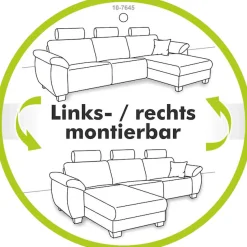 Jockenhöfer Gruppe Ecksofa »Amalfi, L-Form, B: 270 cm, Liegefl. 146x224 cm, Dauerschlafsofa« Tonnentaschen-Federkern, Topper, Bettkasten & Kissen