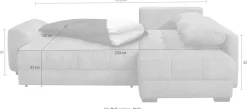 Jockenhöfer Gruppe Ecksofa »Amalfi, L-Form, B: 270 cm, Liegefl. 146x224 cm, Dauerschlafsofa« Tonnentaschen-Federkern, Topper, Bettkasten & Kissen