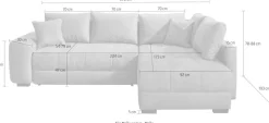 Jockenhöfer Gruppe Ecksofa »Amalfi, L-Form, B: 270 cm, Liegefl. 146x224 cm, Dauerschlafsofa« Tonnentaschen-Federkern, Topper, Bettkasten & Kissen