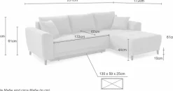 Jockenhöfer Gruppe Ecksofa »Beverly L-Form, B: 251 cm« mit Schlaffunktion, Bettkasten & Zierkissen