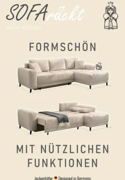 Jockenhöfer Gruppe Ecksofa »Beverly L-Form, B: 251 cm« mit Schlaffunktion, Bettkasten & Zierkissen