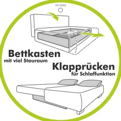 Jockenhöfer Gruppe Ecksofa »Bologna, L-Form, Breite: 298 cm, Cord-Bezug, beidseitig montierbar« mit Schlaffunktion, Bettkasten & Zierkissen, XXL-Ottomane