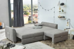 Jockenhöfer Gruppe Ecksofa »Boomer L-Form, B: 236 cm« mit Schlaffunktion, Bettkasten & Zierkissen, 2 separate Liegeflächen