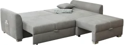 Jockenhöfer Gruppe Ecksofa »Boomer L-Form, B: 236 cm« mit Schlaffunktion, Bettkasten & Zierkissen, 2 separate Liegeflächen